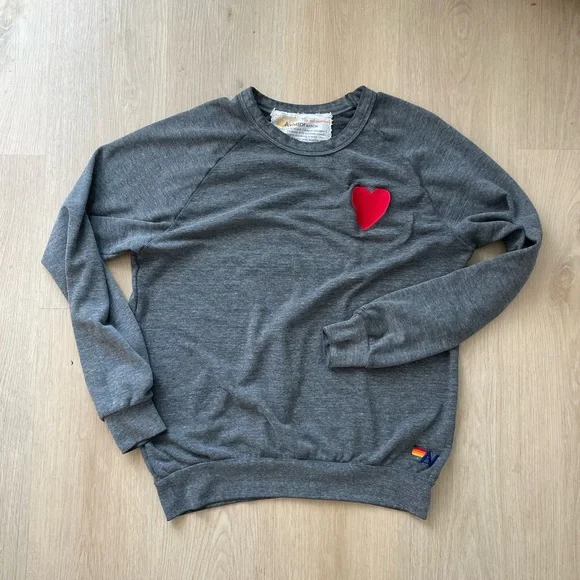 Aviator Nation Gray Sweater with Red Heart - Picture 14 of 15